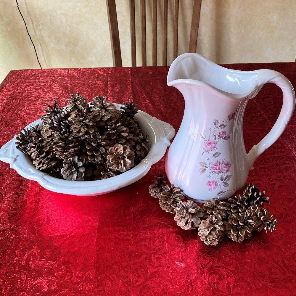 2-Pc Haeger Rose Pitcher & Bowl #4237 USA Like New